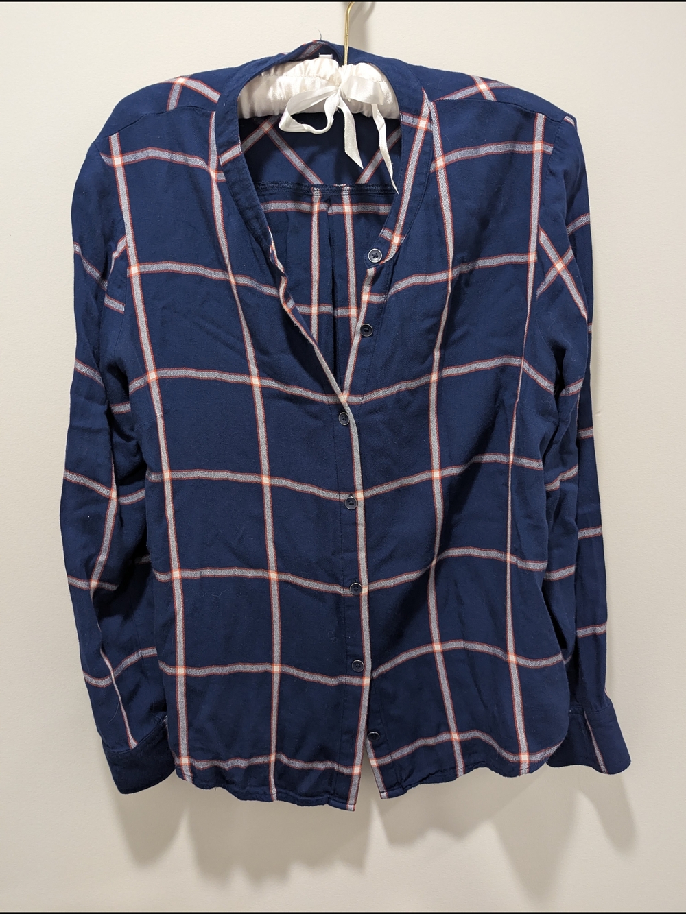Splendid Navy Plaid Button-Down Shirt with Pink Accents
